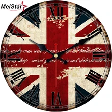MEISTAR патриотизм Национальный Британский часы с флагом Тихая Гостиная Кабинет галерея Часы настенные художественные часы винтажные большие настенные часы