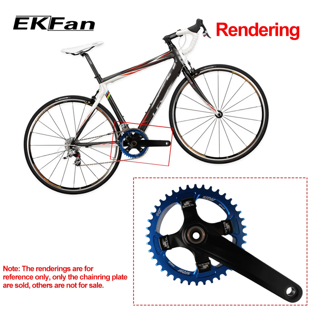EKFan 38T/40T/42T/44T/46T/48T/50T/52T круглая велосипедная цепь 7075 T6 MTB кривошипная система
