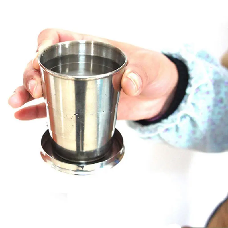 Mini Stainless Steel Portable Outdoor Travel Camping Folding Collapsible Cup Telescopic Mug With Keychain 75Ml 150Ml 240Ml (20)