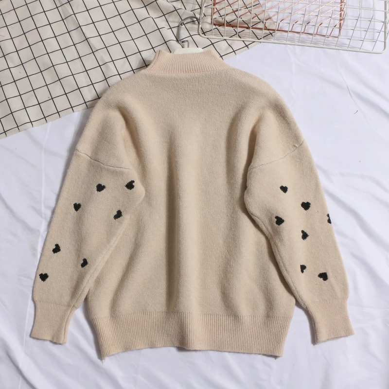 YuooMuoo сладкий сердце вязаный толстый теплый зимний свитер хорошего качества удобный женский свитер водолазка с длинными рукавами пуловеры