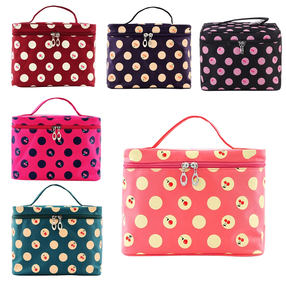 Дешево Вишня шаблон большой путешествия мыть Организатор Дело несессер Косметические Макияж сумка на молнии E2shopping LXX9