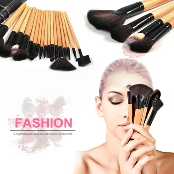 

Hot Sale Pro 24 Pcs/set Makeup Brushes Set Cosmetic Tool Kit Eyeshadow Powder Foundation Brush Set + Case