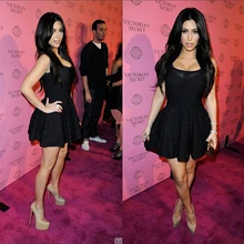 Vestidos партии Cortos ким кардашян знаменитости платье-линии маленькое черное вечернее платье совок короткие платья выпускного вечера Abendkleider