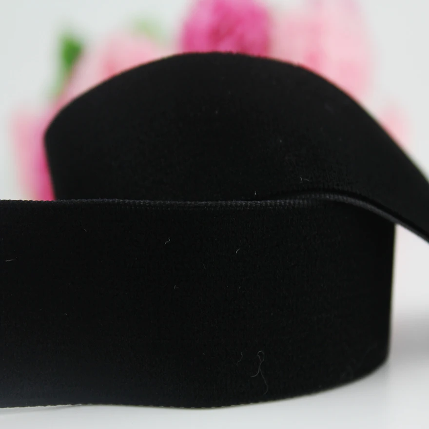 

50yards single face balck no elastic nylon velvet ribbon 38mm webbing garment sewing accessories ribbons