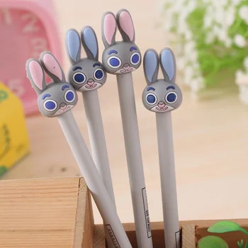 

4pcs/lot Cartoon gray Rabbit design gel pen 0.38mm black ink Funny stationery pen Students gift prize Office school supplies