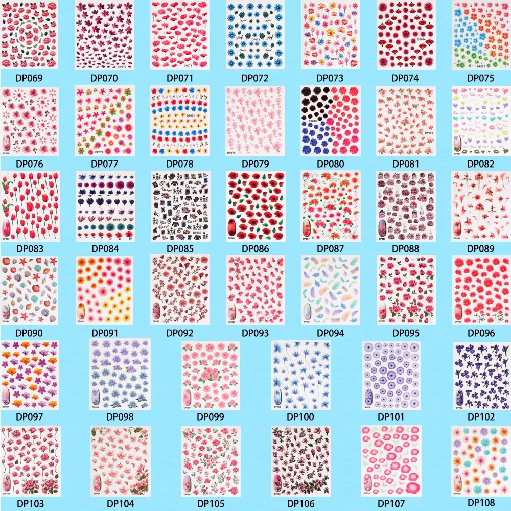 40 Designs 1 Piece Nail Sticker Colorful Flower Pattern Beauty Women Girl DIY Nail Art Manicure Sticker Decal Tips Tool 2016 New (9)