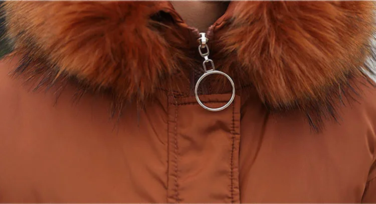 Большой меховой пуховик зимний женский модный Свободный пуховик с капюшоном куртка с хлопковой подкладкой пальто Женская Толстая длинная парка верхняя одежда