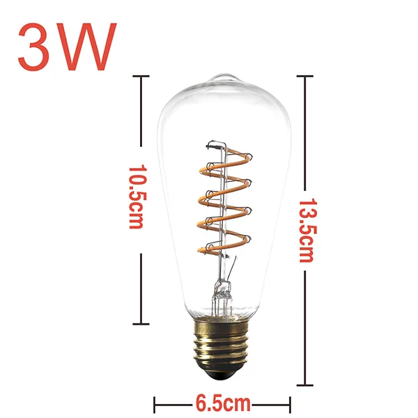 Светодиодный светильник A60 ST64 G95, винтажный светодиодный светильник Эдисона, E27, 220 В, античный мягкий светильник, уникальный дизайн, теплый желтый - Испускаемый цвет: ST64