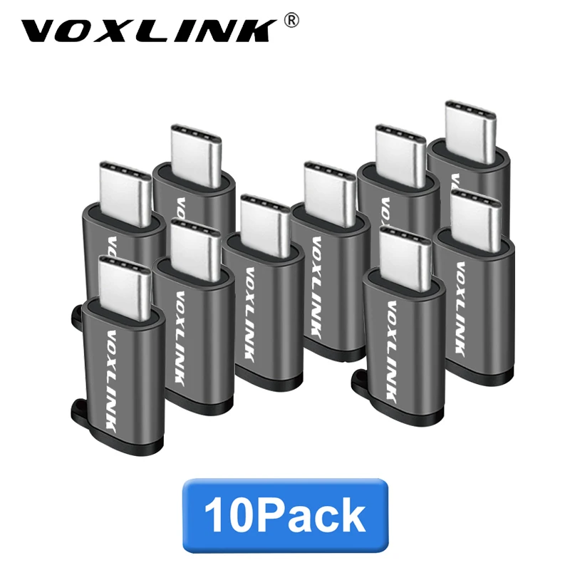 

VOXLINK 10Pack Micro USB To TypeC Adapter Alloy Case Android Micro USB Connector To Type C For Huawei/HTC With Keychain Adaptors