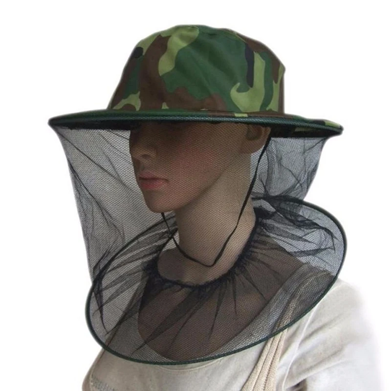 

2019 new high quality camouflage moth-proof bee hat net with mesh wig fisherman hat beekeeping camping mask face protection cap