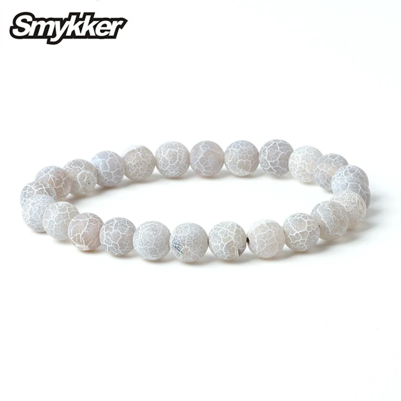 

Creative Weathered Agate Yoga Bracelets Grey Onyx Buddha Bead Bracelets Matte Stone Charms Bangle Accessories Women Jewelry Gift