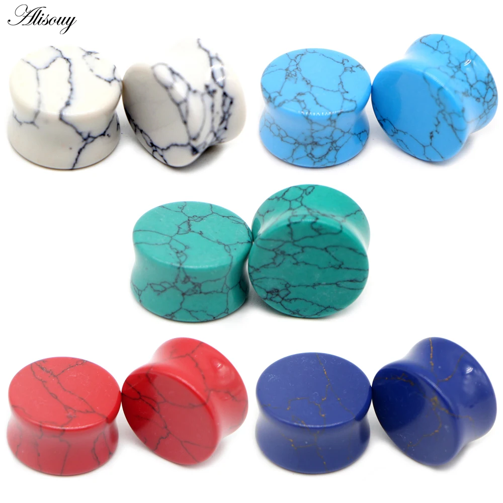 

2pcs Natural Stone Ear Plugs Tunnels Ear Piercings Earring Gauges Helix Ear Stretcher Plugs Oreille Body Piercing Jewelry