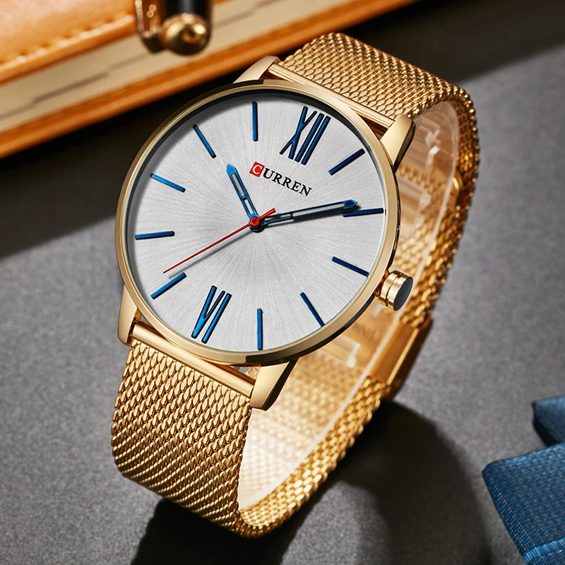 CURREN марка топы Simple минимализм Luxury кварцевые наручные часы для мужчин Relogio masculino черный/Gold Нержавеющая сталь 8238