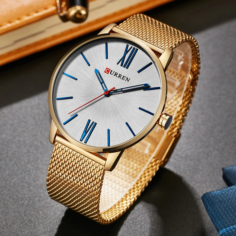 

CURREN Brand 2017 Tops Simple Minimalism Luxury Quartz Wrist Watches For Men Relogio Masculino Black / Gold Stainless Steel 8238