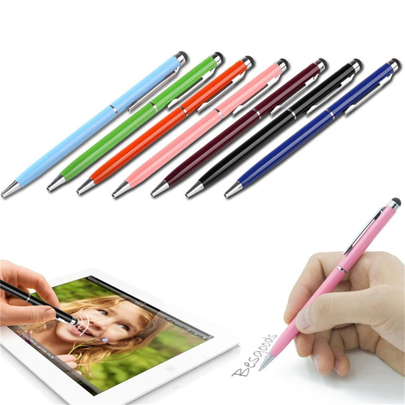 New High Quality 2 in 1 Mini Metal Capacitive Touch Pen Stylus Screen For Phone Tablet Laptop Built-in Ballpoint Pen