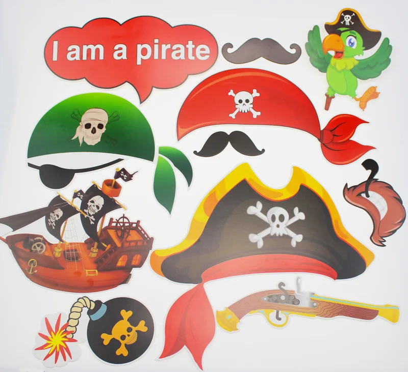 11pcs Pirate Photo Booth Props DIY Kits Photobooth Fun Kids Birthday Party Decoration | Дом и сад