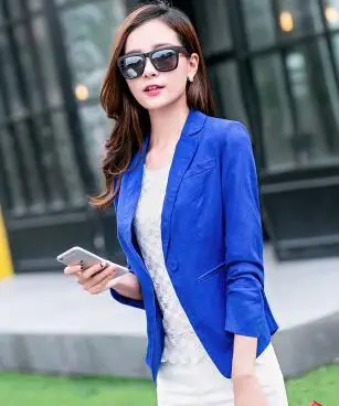 Для женщин для отдыха костюм офисные осенне- стиль костюм с длинным рукавом Чистый цвет льняной костюм хлопок большой размер тонкий профессиональный костюм g2672 - Цвет: blue