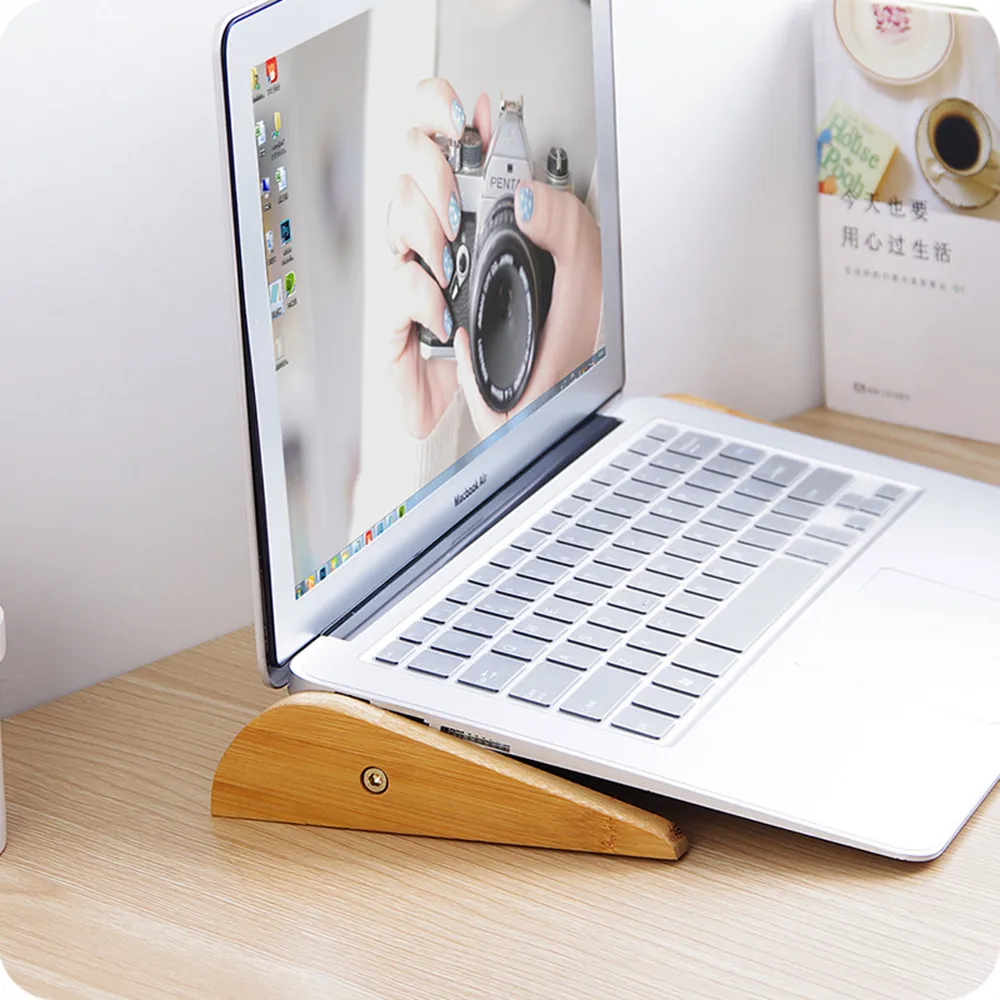 

11 to 15.6 inch Laptop Wood Rack Computer Adjustable Desktop Stand Notebook Add Height Bracket for Macbook Air Pro Dell Lenovo