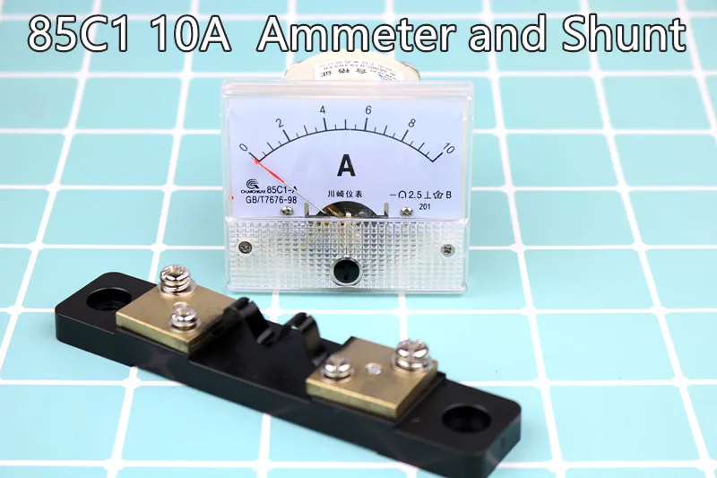 85C1 по 1 комплекту, новинка DC 0~ 10A аналоговая AMP Панель измеритель тока Амперметр и шунт
