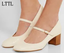 New Arrival sweet round toe Mary Janes women pumps for party med heel buckle strap classics shoes lady