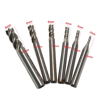 

6Pcs/Set 4 Four Flute HSS CNC End Mill Cutter Twist Drill Bit Router Bit Tools Set Diameter 2 3 4 5 6 8mm Wholesale Price