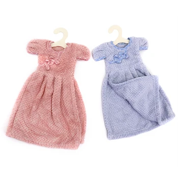 

Kitchen Towel - 1Piece Hand Towel Plush Cheap Dishcloth Kitchen Hanging Towels Super Soft Face Cloth Cute Dress Shape