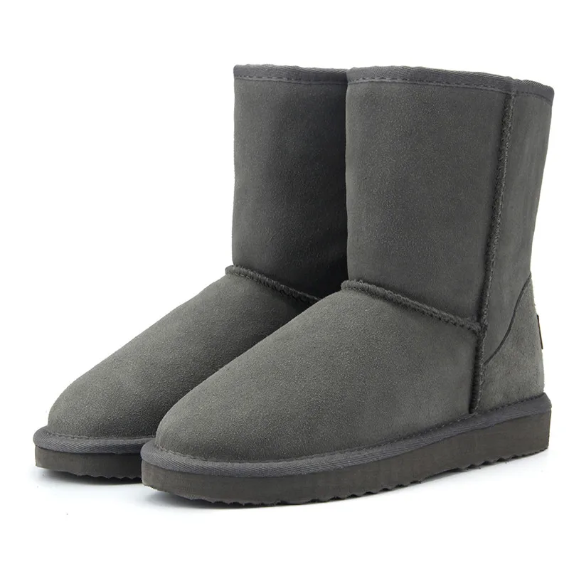 JXANG/Классические Водонепроницаемые зимние ботинки из натуральной кожи наивысшего качества; шерстяные женские ботинки; теплая зимняя обувь для женщин; большие размеры - Цвет: Gray