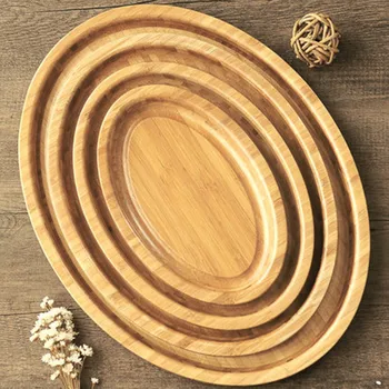 

Creative oval bamboo cup tray fruit tray Kung Fu tea set saucer Mul-optional Bamboo Tray Japanese Oval Round Tray Household Tea