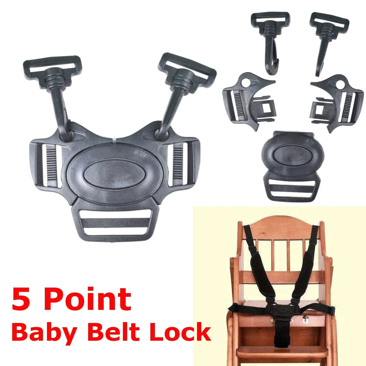 Baby 5 Point Belt Lock Clip Hook Stroller Pram Buggy Safe Harness Strap Buckle Black|hook lock|clip lock strapclip lock - AliExpress