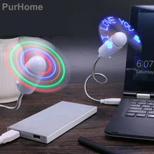 LED USB Fan Flashing Adjustable Gadget Mini LED Light Lovers writing Fan Office/Home Desktop High Quality