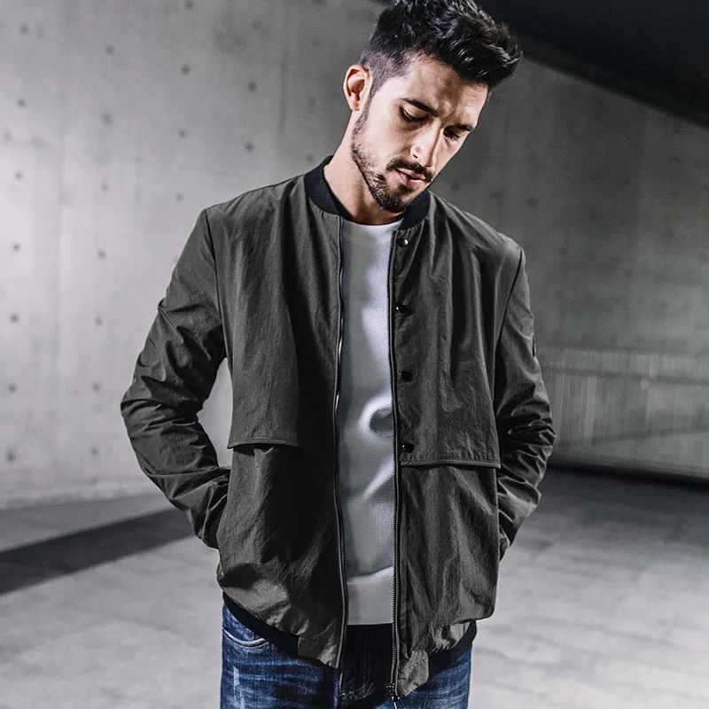 KUEGOU New Autumn Mens Jackets And Coats Patchwork Army Green Color Brand Clothing Man's Slim Clothes Male Tops Plus Size 0759 KUEGOU New Autumn Mens Jackets And Coats Patchwork Army Green Color Brand Clothing Man's Slim Clothes Male Tops Plus Size 0759