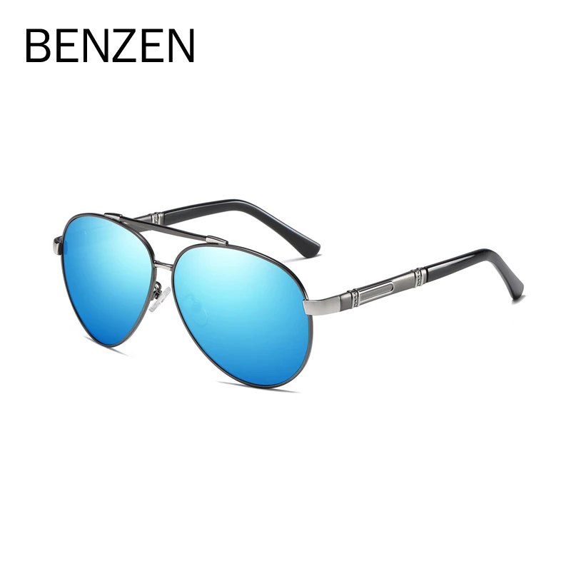 BENZEN, солнцезащитные очки, мужские, поляризационные, классические, пилот, солнцезащитные очки для мужчин и женщин, винтажные очки для вождения, УФ 400, оттенки, очки 9388 - Цвет линз: GUN GREU BLUE