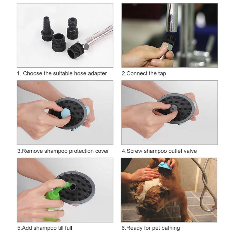 MySudui Dele Multifunctional dog Bath shower Sprayer wash cleaner Massage dog shampoo shower hose pet bathing tool Pet supplies (5)