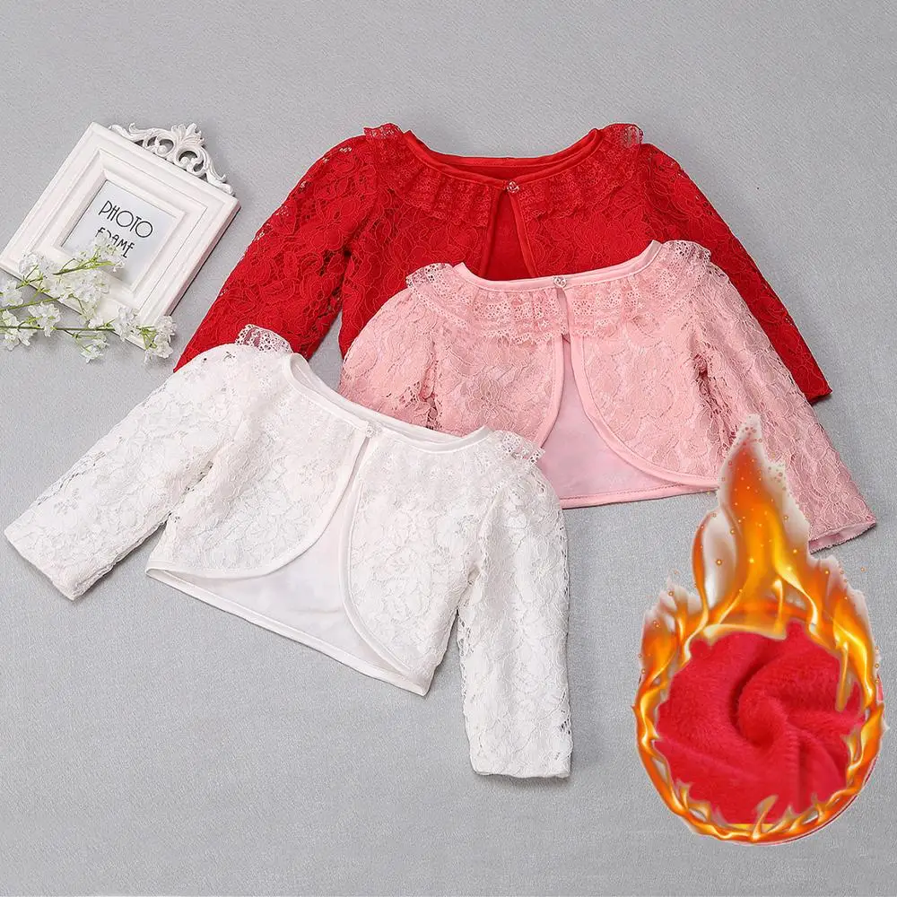 

Baby Girls Coat Winter Thickened Lace Shawl Infant Gauze Cardigan Dress Outer Wear Birthday Outfits Infant Princess Baby Clothes