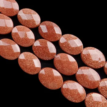 

(Min.order 10$ mix) YUTENG Wholesale 13Pcs Faceted Gold Sand Stone Oval Loose Bead 16x12x6mm SHX797(Free Shipping)