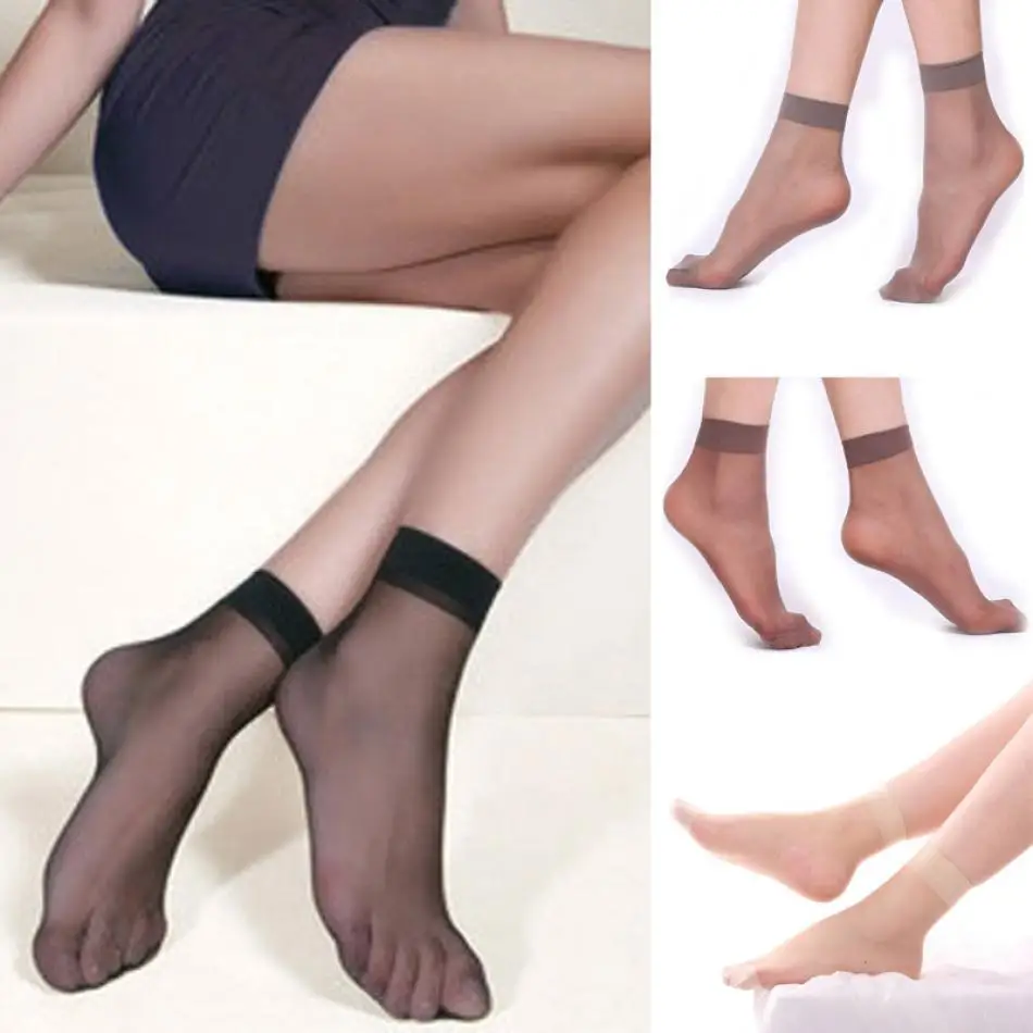 

Lowest Price!!10 pairs Socks Women Ultrathin Transparent Crystal Elastic Short Socks Breathable Anti-friction Bamboo fiber HOT@
