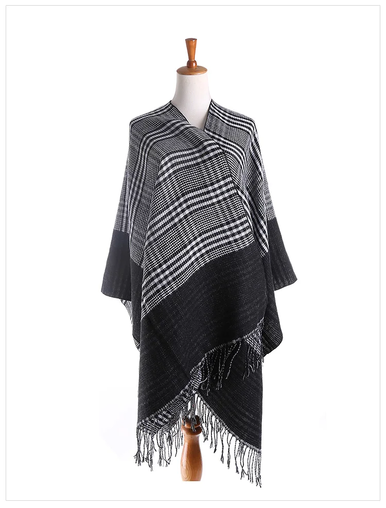 

women scarf luxury brand plaid shawl warm winter scarf cashmere shawl tasel pashmina square houndstooth wrap echarpe 165*140CM