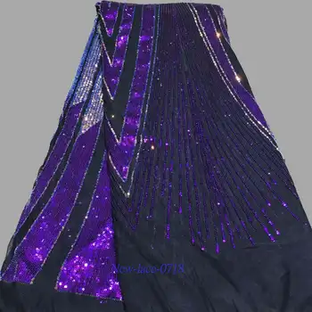 

Nigerian Lace Fabrics 5 yard Sequins lace fabric net lace fabric 2019 Sequins, lace fabric for haute couture dress 02