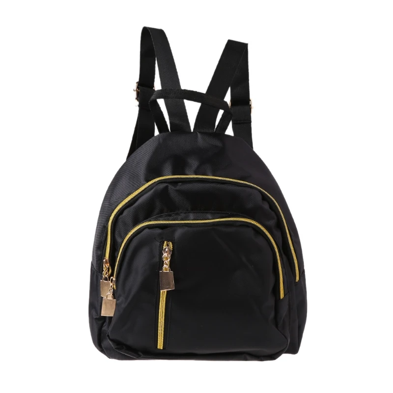 THINKTHENDO Small Leather Backpack Women Travel Cute Nylon Casual Bookbag Rucksack Shoulder School Bag Black Leather Bags
