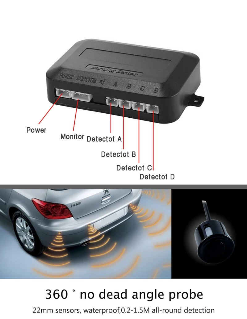 YASOKRO Car Led Parking Sensor Auto Car Detector Parktronic Display Reverse Backup Radar Monitor System With 4 Sensors