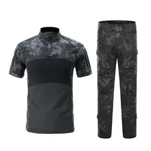 Мужская военная форма, летняя тактическая рубашка+ брюки-карго, камуфляжные, с коротким рукавом, для страйкбола, пейнтбола, футболки, Боевая Рабочая форма