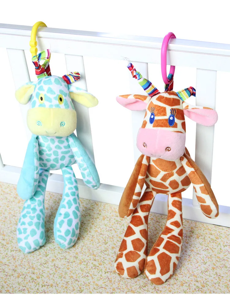 Cute Plush Infant Baby Development Soft Giraffe Animal Handbells