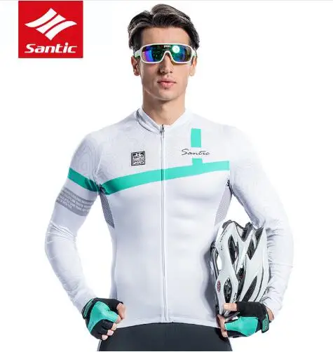 Santic для мужчин с длинным рукавом майки спортивные Pro Fit MTB дорожный велосипед Топ Джерси лето осень дышащий для занятий спортом на улице езда велосипедная форма