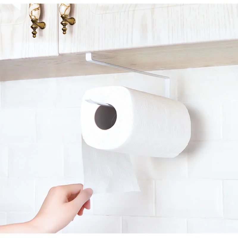 

Iron Roll Paper Rack Kitchen Cupboard Hanging Paper Towel Holder Rack Tissue Cling Film Storage Rack