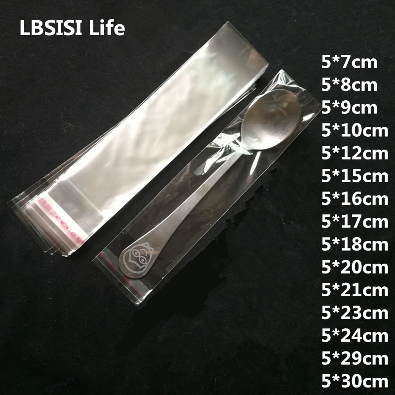 LBSISI Life-5cm 와이드 투명 투명 접착 봉투, Opp 폴리 식품 캔디..