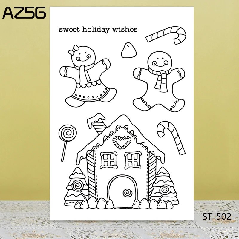 AZSG кукла с улыбкой леденец дом прозрачные штампы/уплотнения для DIY Скрапбукинг/изготовление карт/украшение для альбома Силиконовая печать ремесла