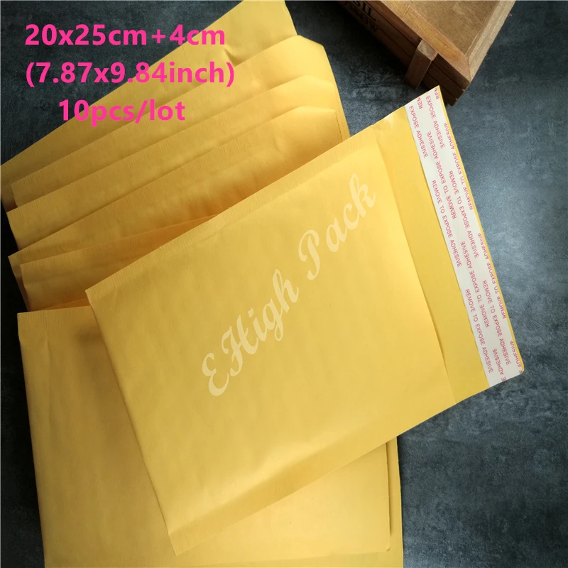 20*25 см (7 87*9 84 дюйма) 10 шт. желтый конверт из крафт пузырьков полиэтиленовый