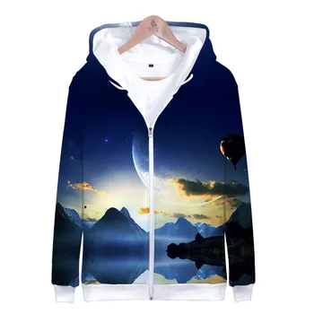 

Fashion Men/Women Zipper 3D Sweatshirt Print Flashing Starry Sky Galaxy Hooded Hoodies Unisex Pullover Tops Wholesale and Retail