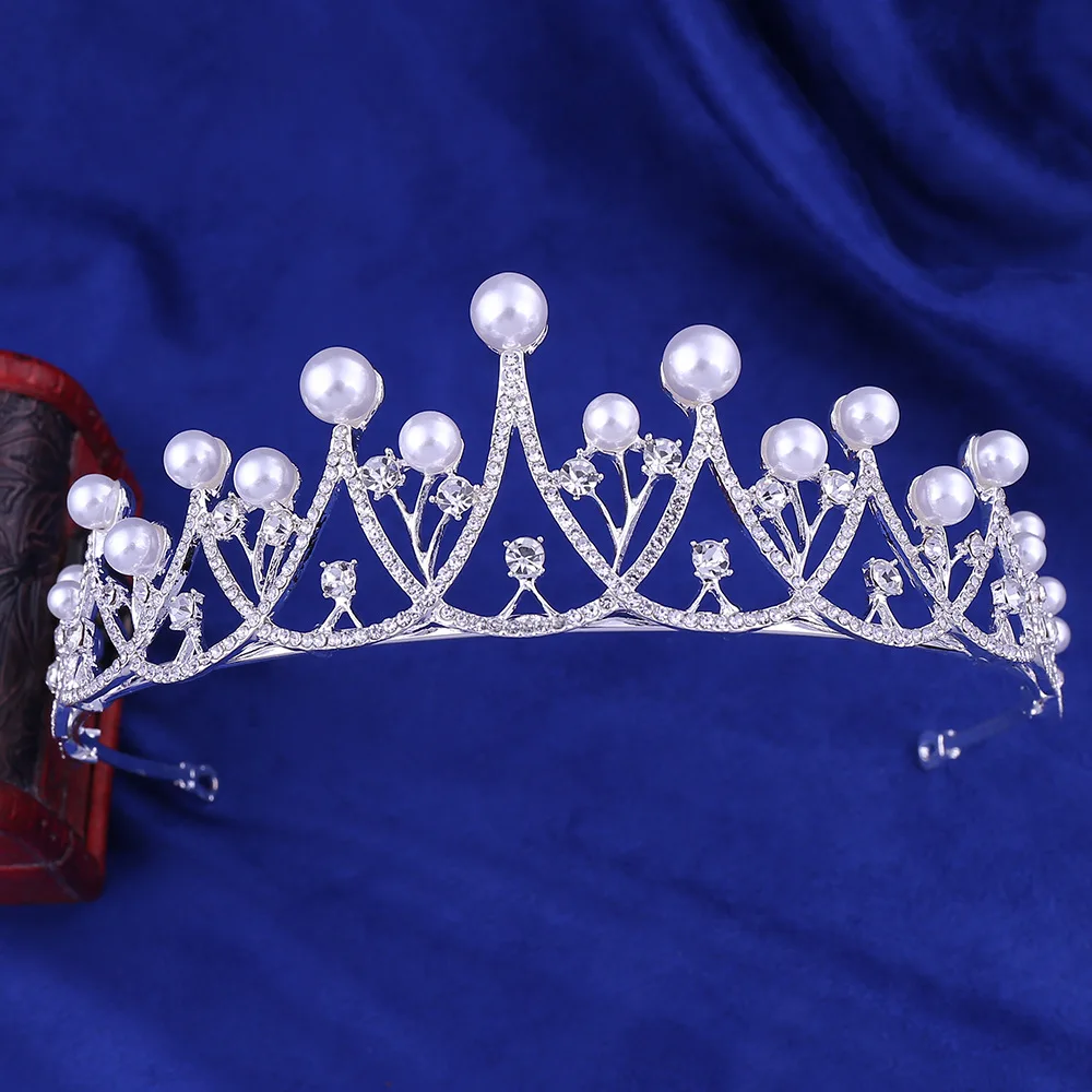 Wedding Coronal Tiara Rhinestones Crystal Bridal Headband Pageant Silver Princess Crown (4)
