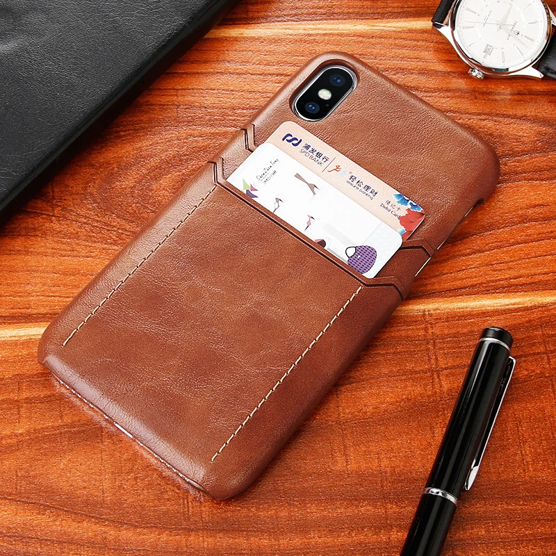 

Retro Business Leather Back Case for iPhone X Card Slot Ultra Thin Wallet Leather Cover for iPhone 7 7 Plus 6 6S 8 Plus Case